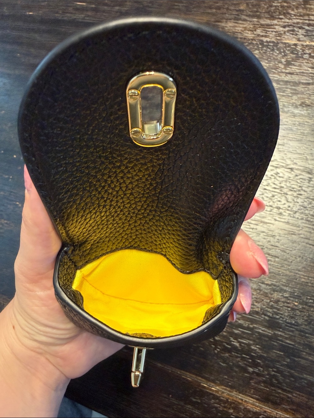 Marc Jacobs Black Pebbled Leather Mini Coin Pouch with Gold Chain - Picture 3 of 5